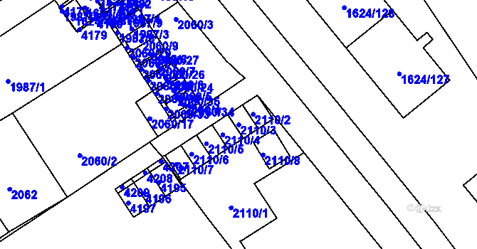 Parcela st. 2110/3 v KÚ Karviná-město, Katastrální mapa