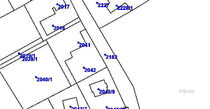 Parcela st. 2182 v KÚ Karviná-město, Katastrální mapa