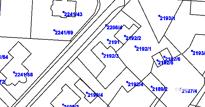 Parcela st. 2192/3 v KÚ Karviná-město, Katastrální mapa
