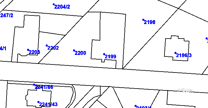 Parcela st. 2199 v KÚ Karviná-město, Katastrální mapa