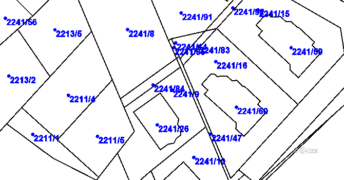 Parcela st. 2241/9 v KÚ Karviná-město, Katastrální mapa