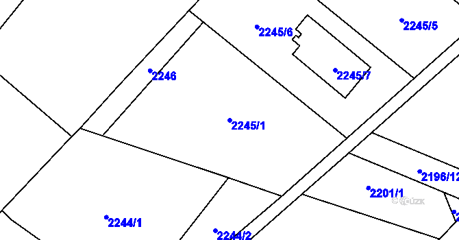 Parcela st. 2245/1 v KÚ Karviná-město, Katastrální mapa