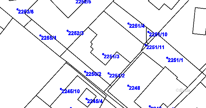 Parcela st. 2251/3 v KÚ Karviná-město, Katastrální mapa