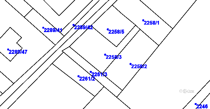 Parcela st. 2258/3 v KÚ Karviná-město, Katastrální mapa