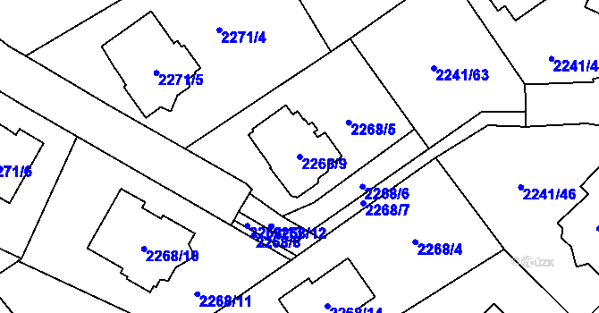 Parcela st. 2268/9 v KÚ Karviná-město, Katastrální mapa