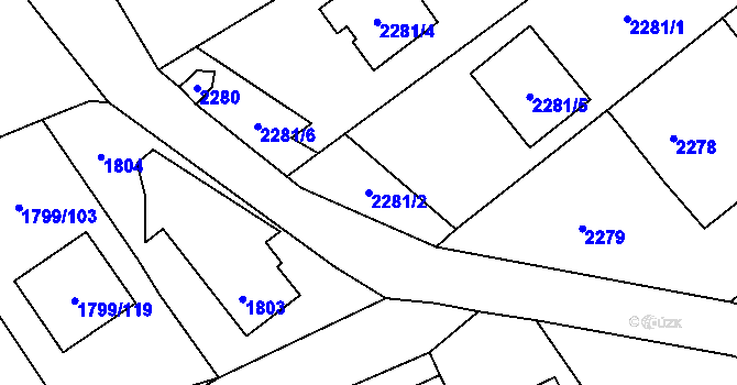 Parcela st. 2281/2 v KÚ Karviná-město, Katastrální mapa