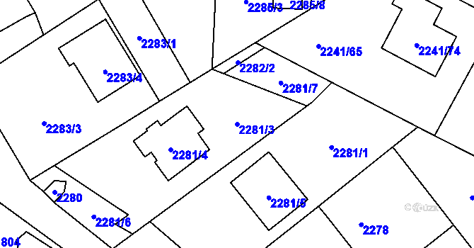 Parcela st. 2281/3 v KÚ Karviná-město, Katastrální mapa