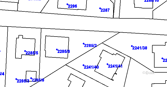 Parcela st. 2285/2 v KÚ Karviná-město, Katastrální mapa