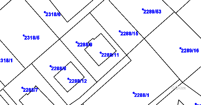 Parcela st. 2288/11 v KÚ Karviná-město, Katastrální mapa