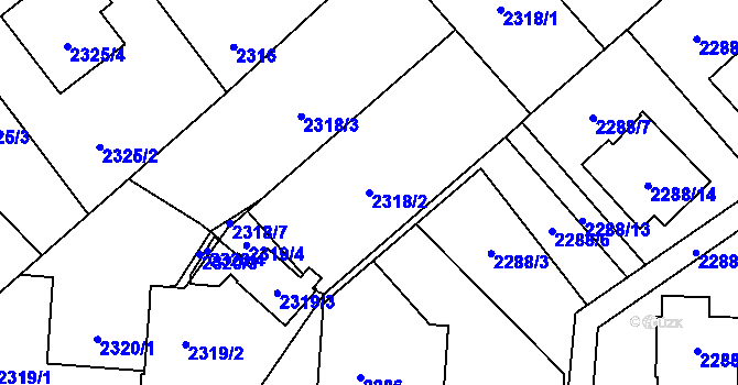 Parcela st. 2318/2 v KÚ Karviná-město, Katastrální mapa
