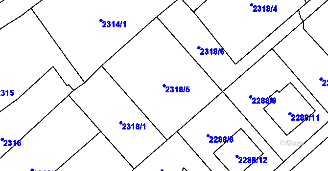 Parcela st. 2318/5 v KÚ Karviná-město, Katastrální mapa