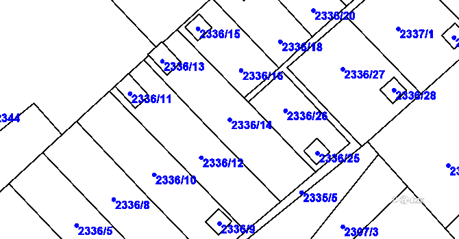 Parcela st. 2336/14 v KÚ Karviná-město, Katastrální mapa