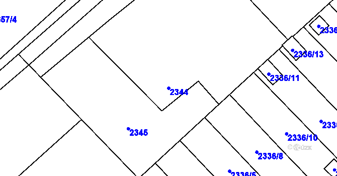 Parcela st. 2344 v KÚ Karviná-město, Katastrální mapa