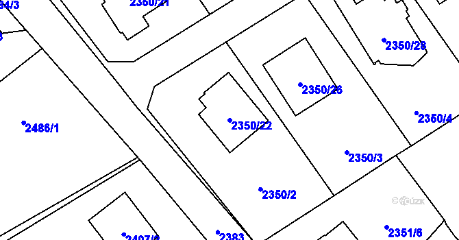 Parcela st. 2350/22 v KÚ Karviná-město, Katastrální mapa