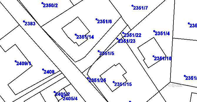 Parcela st. 2351/5 v KÚ Karviná-město, Katastrální mapa