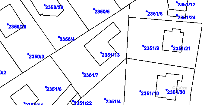 Parcela st. 2351/13 v KÚ Karviná-město, Katastrální mapa