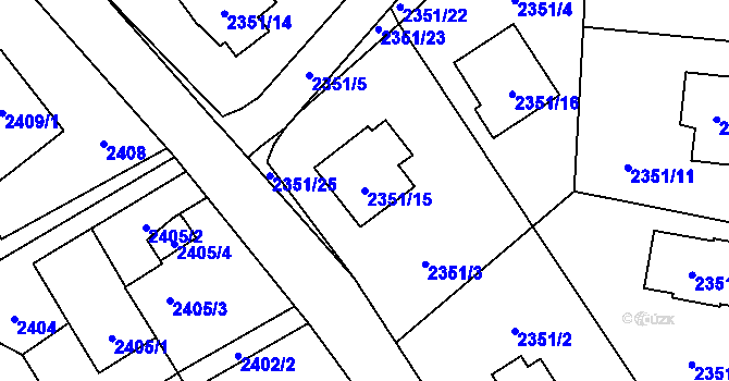 Parcela st. 2351/15 v KÚ Karviná-město, Katastrální mapa
