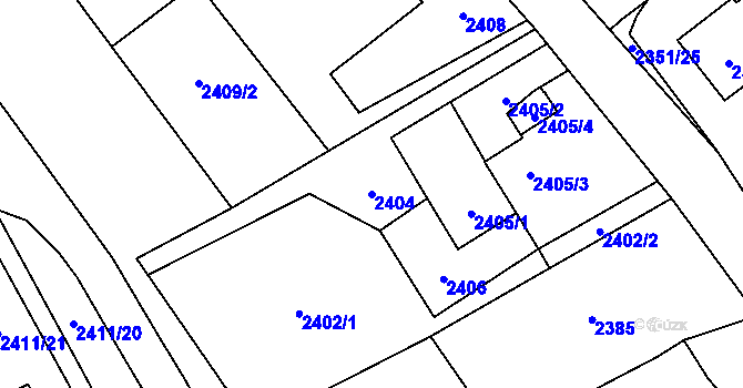 Parcela st. 2404 v KÚ Karviná-město, Katastrální mapa