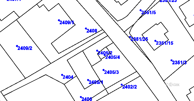 Parcela st. 2405/2 v KÚ Karviná-město, Katastrální mapa