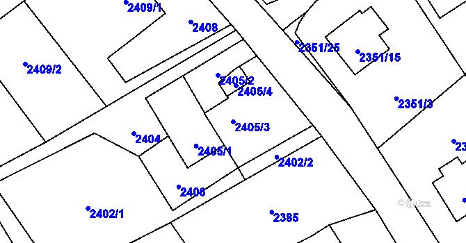 Parcela st. 2405/3 v KÚ Karviná-město, Katastrální mapa
