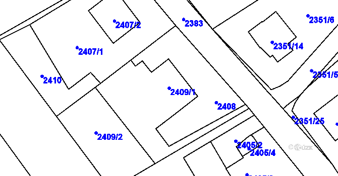Parcela st. 2409/1 v KÚ Karviná-město, Katastrální mapa