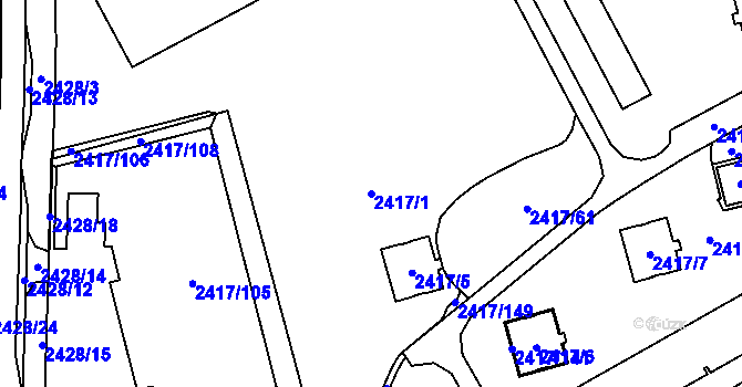 Parcela st. 2417/1 v KÚ Karviná-město, Katastrální mapa