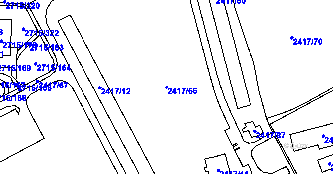 Parcela st. 2417/66 v KÚ Karviná-město, Katastrální mapa