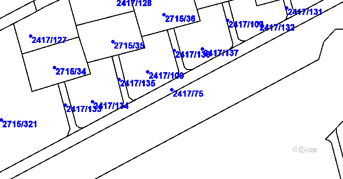 Parcela st. 2417/75 v KÚ Karviná-město, Katastrální mapa
