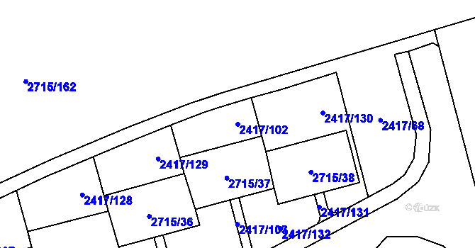 Parcela st. 2417/102 v KÚ Karviná-město, Katastrální mapa
