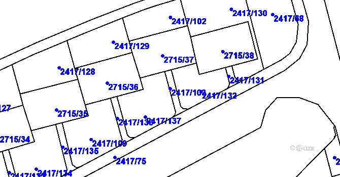 Parcela st. 2417/103 v KÚ Karviná-město, Katastrální mapa