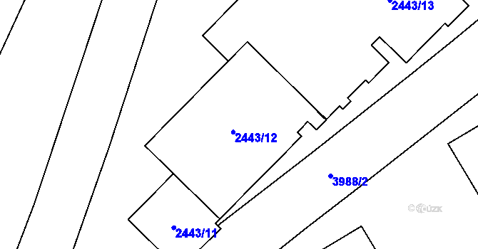 Parcela st. 2443/12 v KÚ Karviná-město, Katastrální mapa