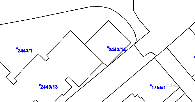 Parcela st. 2443/14 v KÚ Karviná-město, Katastrální mapa