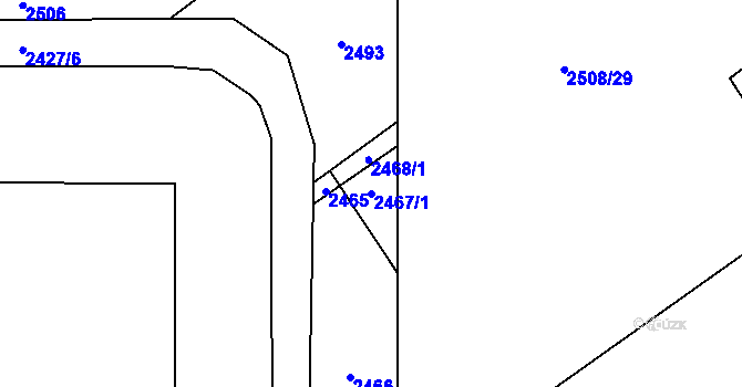 Parcela st. 2467/1 v KÚ Karviná-město, Katastrální mapa