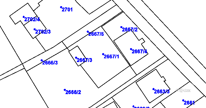 Parcela st. 2667/1 v KÚ Karviná-město, Katastrální mapa