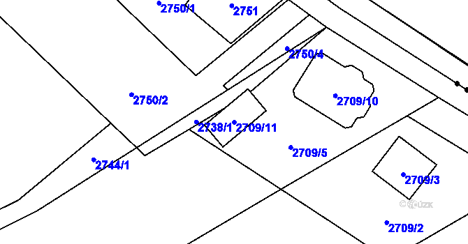 Parcela st. 2709/11 v KÚ Karviná-město, Katastrální mapa