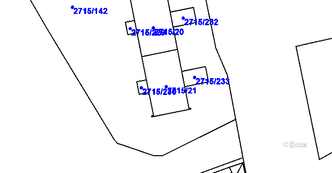 Parcela st. 2715/21 v KÚ Karviná-město, Katastrální mapa