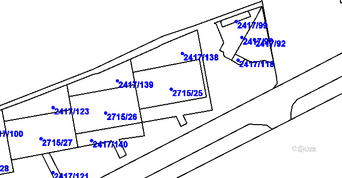 Parcela st. 2715/25 v KÚ Karviná-město, Katastrální mapa