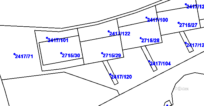 Parcela st. 2715/29 v KÚ Karviná-město, Katastrální mapa