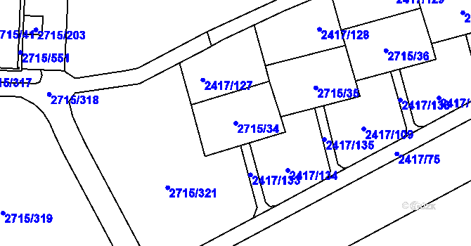 Parcela st. 2715/34 v KÚ Karviná-město, Katastrální mapa