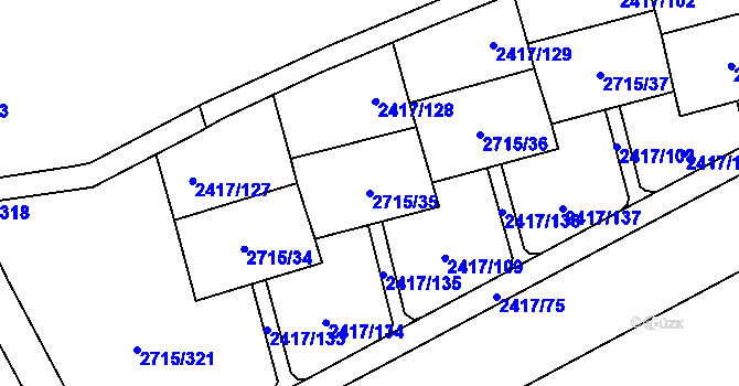 Parcela st. 2715/35 v KÚ Karviná-město, Katastrální mapa