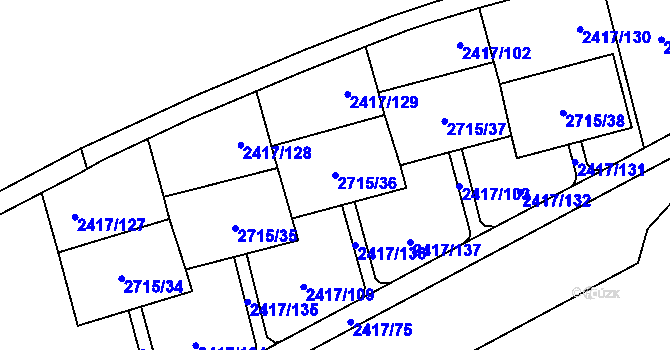 Parcela st. 2715/36 v KÚ Karviná-město, Katastrální mapa