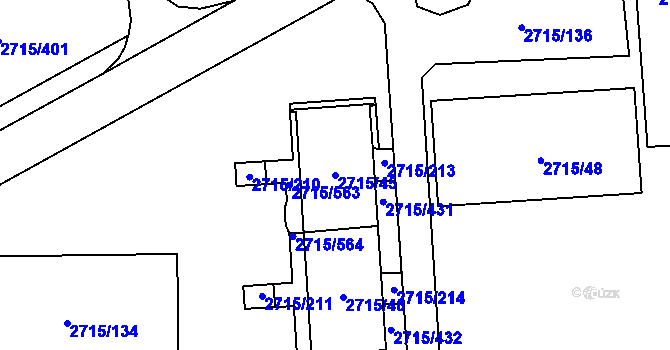 Parcela st. 2715/45 v KÚ Karviná-město, Katastrální mapa