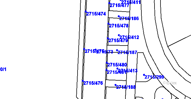 Parcela st. 2715/73 v KÚ Karviná-město, Katastrální mapa