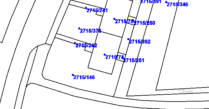 Parcela st. 2715/74 v KÚ Karviná-město, Katastrální mapa