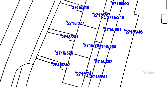 Parcela st. 2715/75 v KÚ Karviná-město, Katastrální mapa