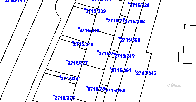 Parcela st. 2715/76 v KÚ Karviná-město, Katastrální mapa