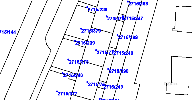 Parcela st. 2715/77 v KÚ Karviná-město, Katastrální mapa