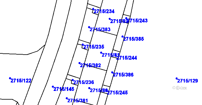Parcela st. 2715/81 v KÚ Karviná-město, Katastrální mapa