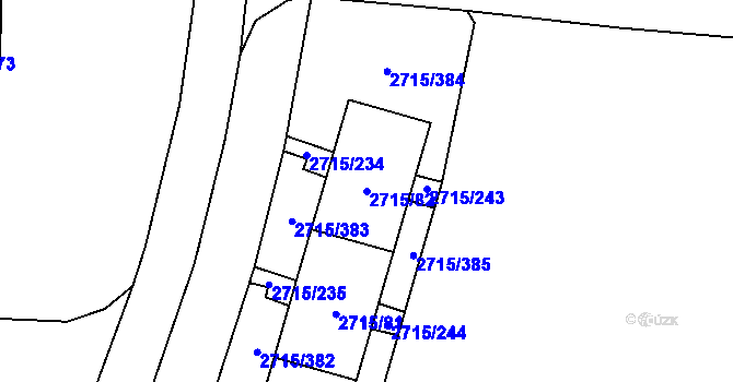 Parcela st. 2715/82 v KÚ Karviná-město, Katastrální mapa