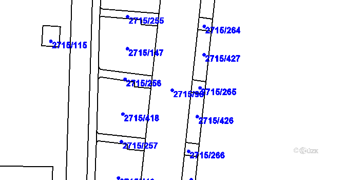 Parcela st. 2715/96 v KÚ Karviná-město, Katastrální mapa